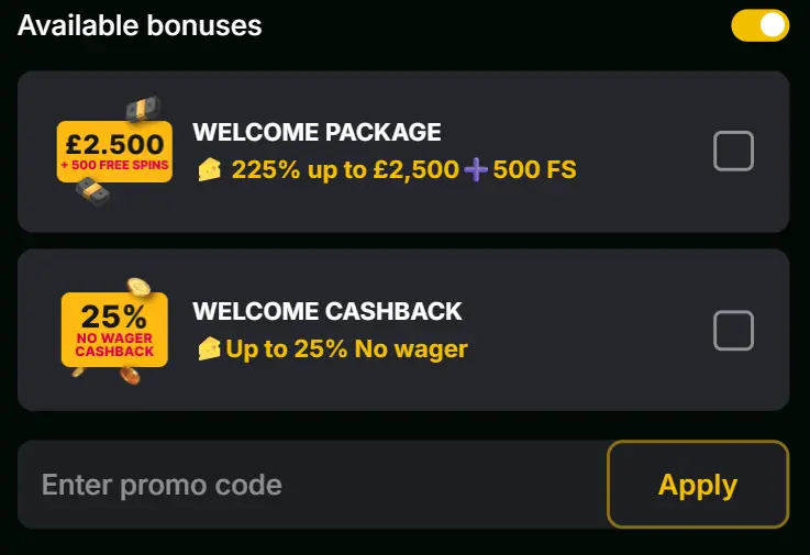 Registratiebonussen bij Casino Kaasino